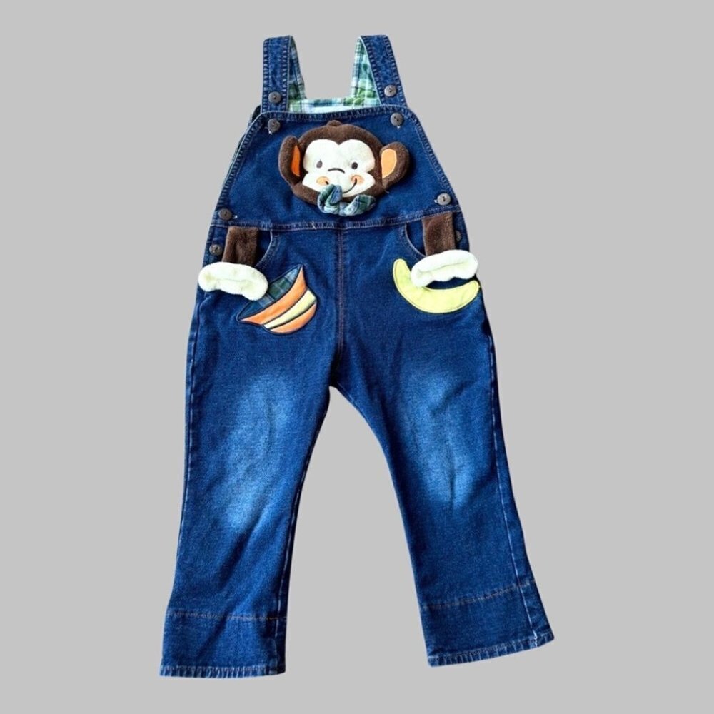 KIDSCOOL SPACE Baby Boy 3D Monkey Jean LeisureOveralls 2T-3T